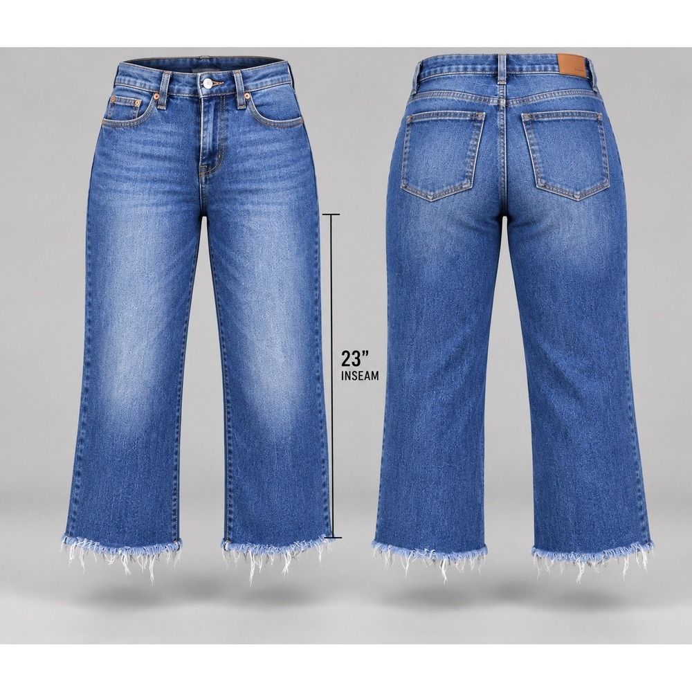 Madewell Cali Demi-Boot jeans womens 32px23  Raw Hem Medium  Denim Chic boho